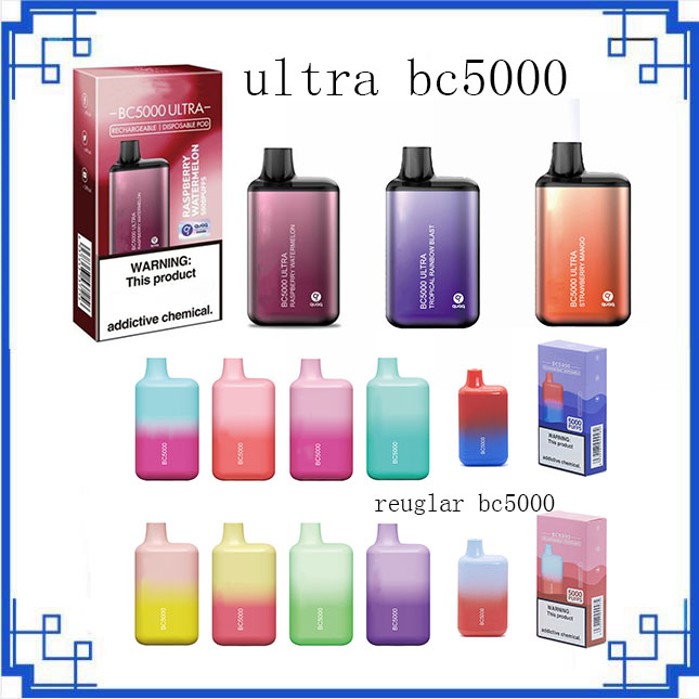 

Ultra BC5000 5000puff Cigarettes Disposable Vape battery 13ml with mesh Coils Pods 650mah Recharged 10/display 36flavors vs bang