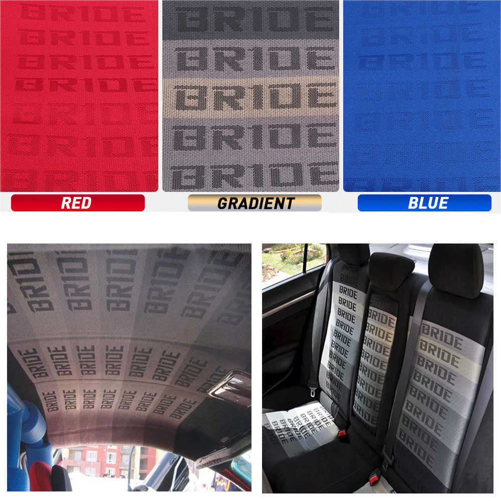 Housses de siège de voiture 100CM x160CM Noir JDM BRIDE Racing Sièges de voiture Tissu Mariée Tissu Tissu Auto Tissu Intérieur Accessoire RS-BAG0