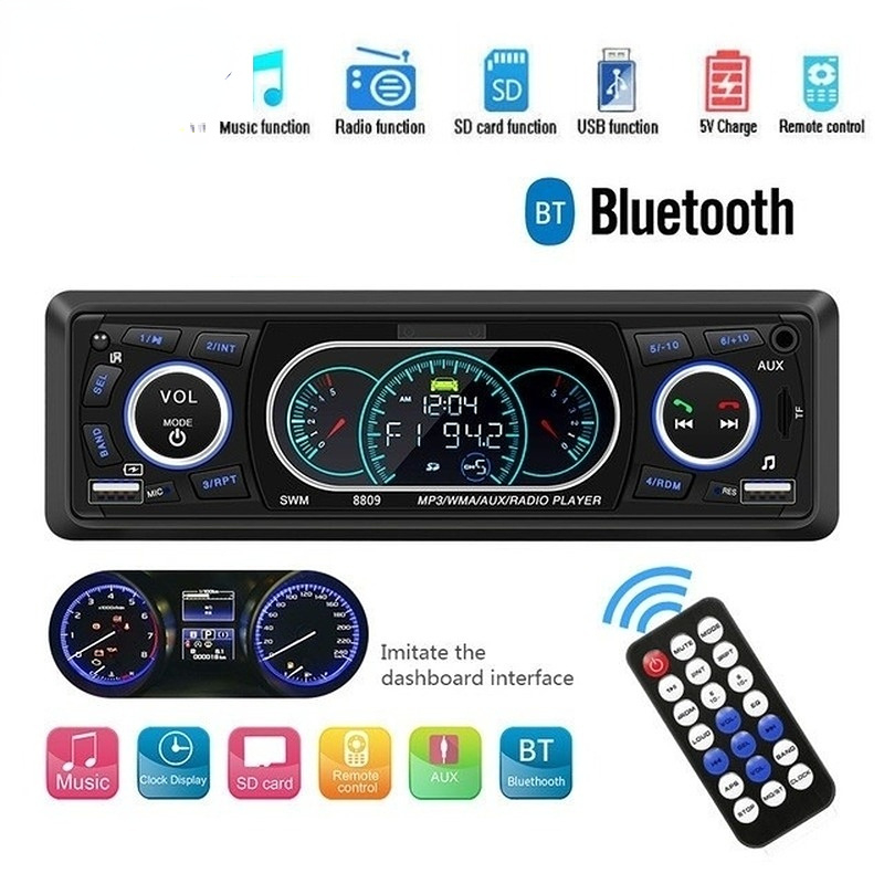 

Car Radio 1 Din Stereo Audio Bluetooth Cassette Player-8809 Remote Control MP3 Player AUX/TF/USB FM HD