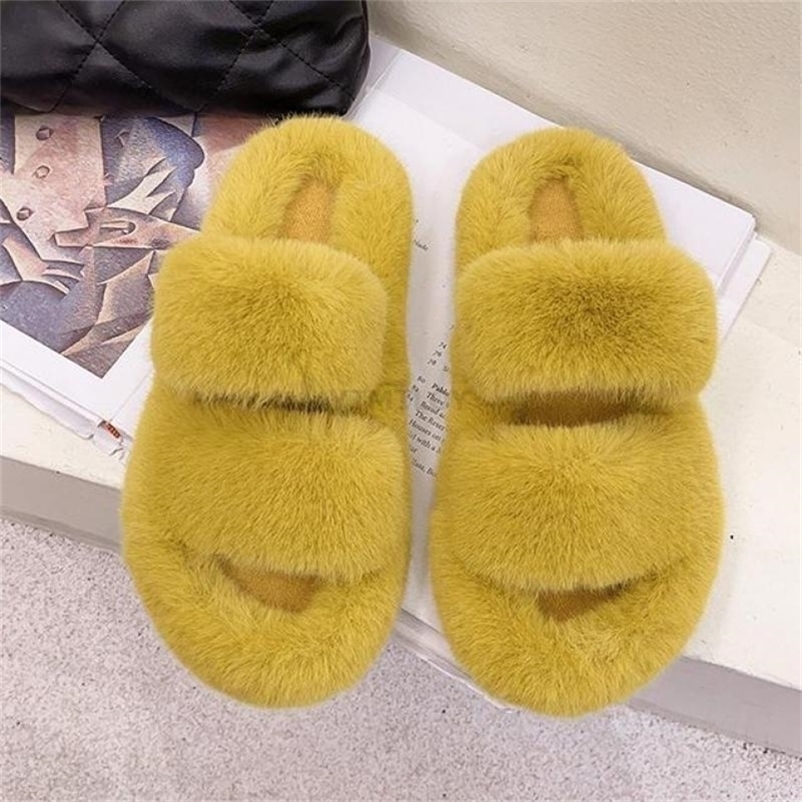 

Slippers Winter Women House Furry Fashion Faux Fur Warm Shoes Slip On Flats Female Home Slides Black Plush Indoor Ytmtloy 221110, Orange