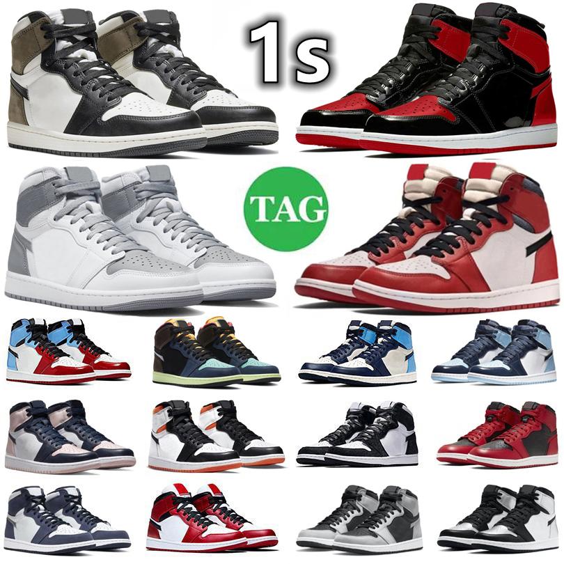 

Basketball Shoes Trainers Sports Sneakers Grey Fog Silver Yellow Toe Pine 1 1s Mens Sneaker Bred Patent Dark Mocha Chicago Reimagined Stealt, Color#3