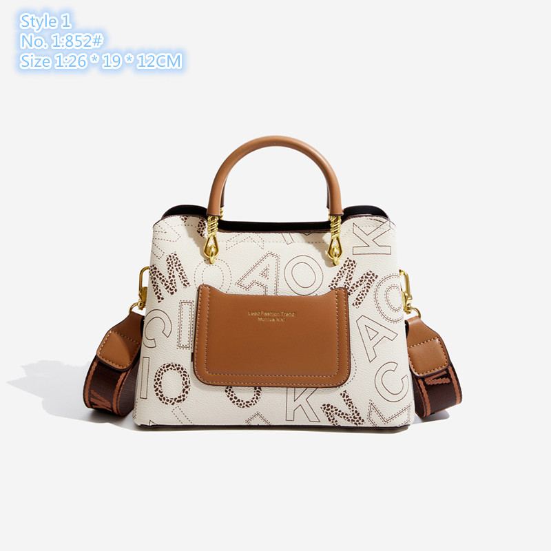 

Wholesale ladies shoulder bags 3 styles sweet printed foreign handbag three layers contrast leather mobile phone coin purse elegant atmosphere letter backpack, Coffee-199#-style 3