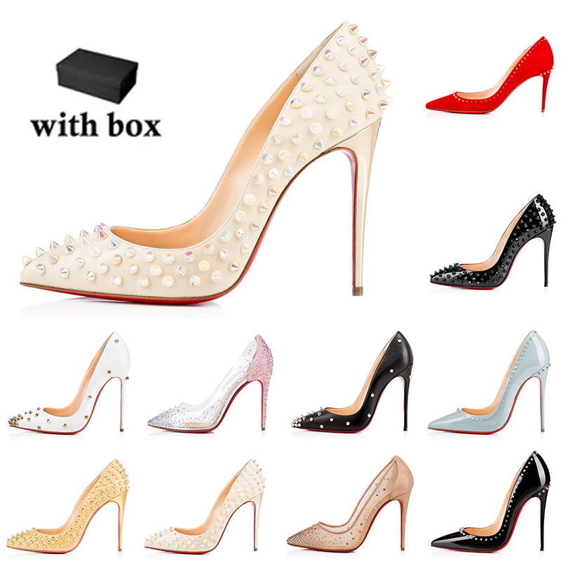 

Womens Bottoms Heels Designer Dress Shoes Luxury High Heels White Gold Pink Red Black Stiletto Heel Sandals for Party Wedding Office Pumps with Box, Item#9