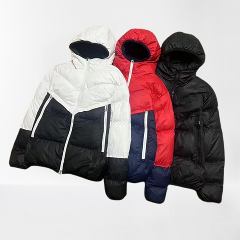 

Men's winter jacket hooded clothes Women's slim coat Fashion jackets Classic color blocking thickened zippered thermal coats Designer windproof men down jacket