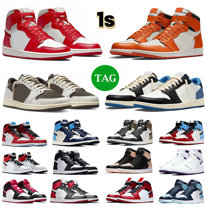 

jumpman 1 OG 1s retro basketball shoes Mens lost found TS university blue patent bred heritage brotherhood Gorge Green dark mocha men women Sneakers, #15