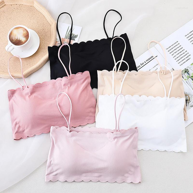 

Bustiers & Corsets Women Sling Tube Top Sexy Bra Breathable Chest Pad Wearing Underwear Strapless Blouse Bandeau 2022, White