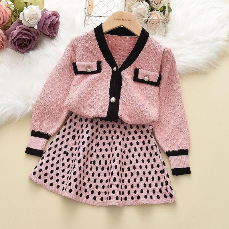 

Clothing Sets Girls Set Clothes 2022 Winter Autumn Kids Knitted Retro Long Sleeve Top Short Skirt Two Piece Fashion Girl Sweater Suits, Ah1089black
