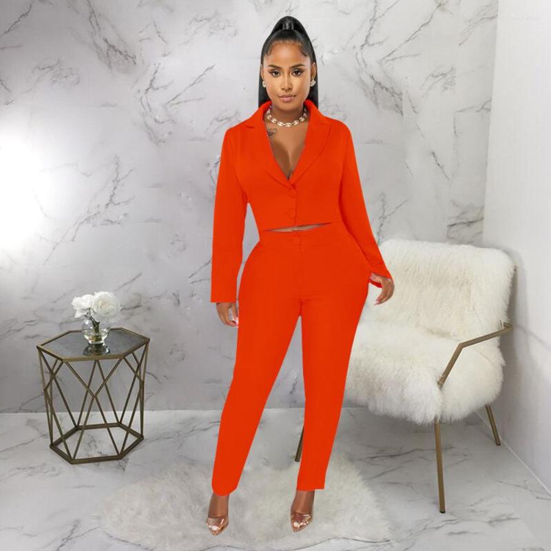 

Women' Two Piece Pants 2022 INS High-end Young Suit Set Solid Office Lady Elegant Full Sleeve Open Stitch Long Pencil Women 2, Black
