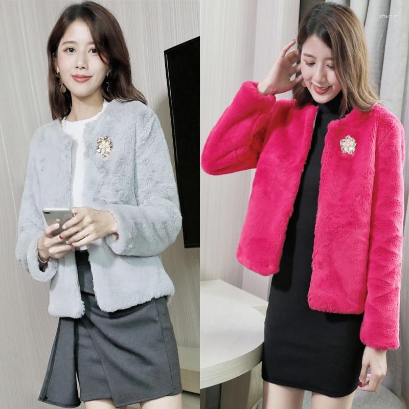 

Women' Fur Women' Jacket Imitated Mink Coat Short Faux Korean Style Plush, White