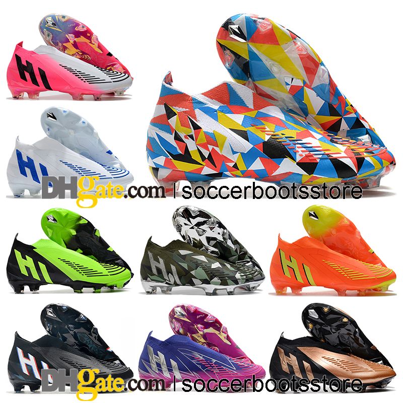 

Kids High Ankle Football Boots Laceless Predator Edge FG Firm Ground Cleats Mens X Predators Edge 22 Geometric Soccer Shoes Tops Outdoor FMU, Color 14