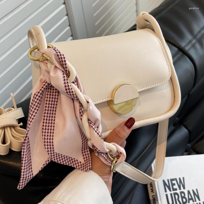 

Evening Bags 2022 Ladies Shoulder Bag High Quality Net Red Silk Scarf Chain Small Square Fashion Trend Solid Color Messenger, Black