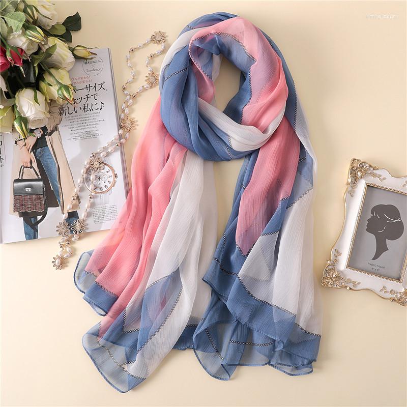 

Scarves Women Crepe Embroidery Scarf Elegant Lady Geometry Patchwork Shawl Printed Collar Spring Sunscreen Decor Travel Wraps
