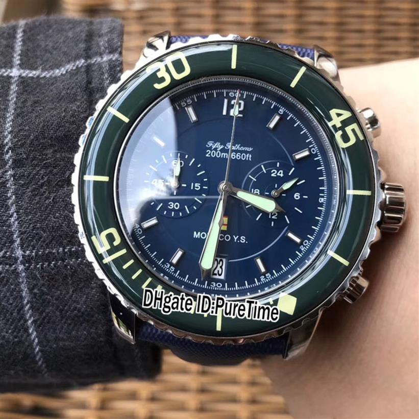 

New Fifty Fathoms 50 Fathoms Steel Case Blue Dial Miyota Quartz Chronograph Mens Watch Blue Nylon Leather Strap Watches Stopwatch 2594, Jb-ab51-a (4)
