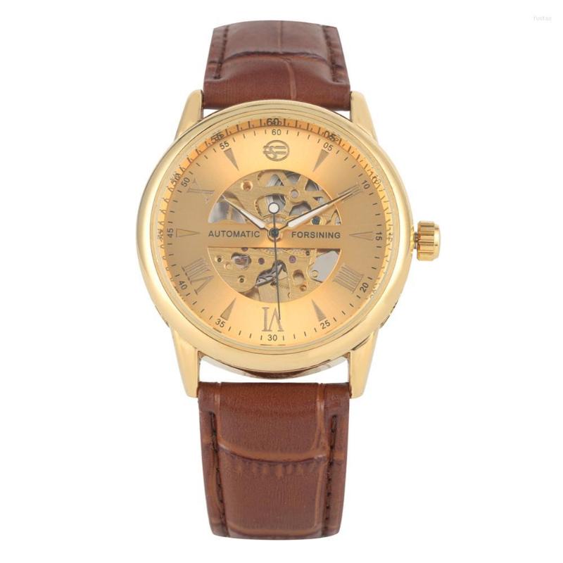 

Wristwatches Men's Watch Hollow-out Design Automatic Mechanical Leather Strap Stainless Steel Skeleton Luminous Function, Black