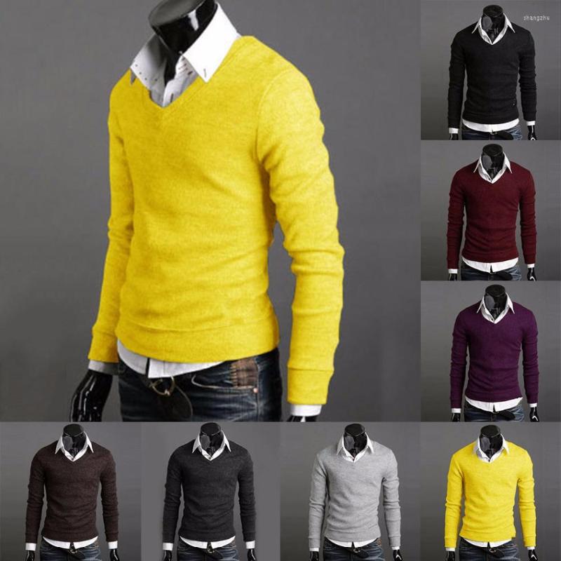 

Men's Sweaters Fashion Sweater Pullover Men 2022 Mens Solid Knitted Jumpers Slim Tops Casual Thin Decorative V Neck, Red