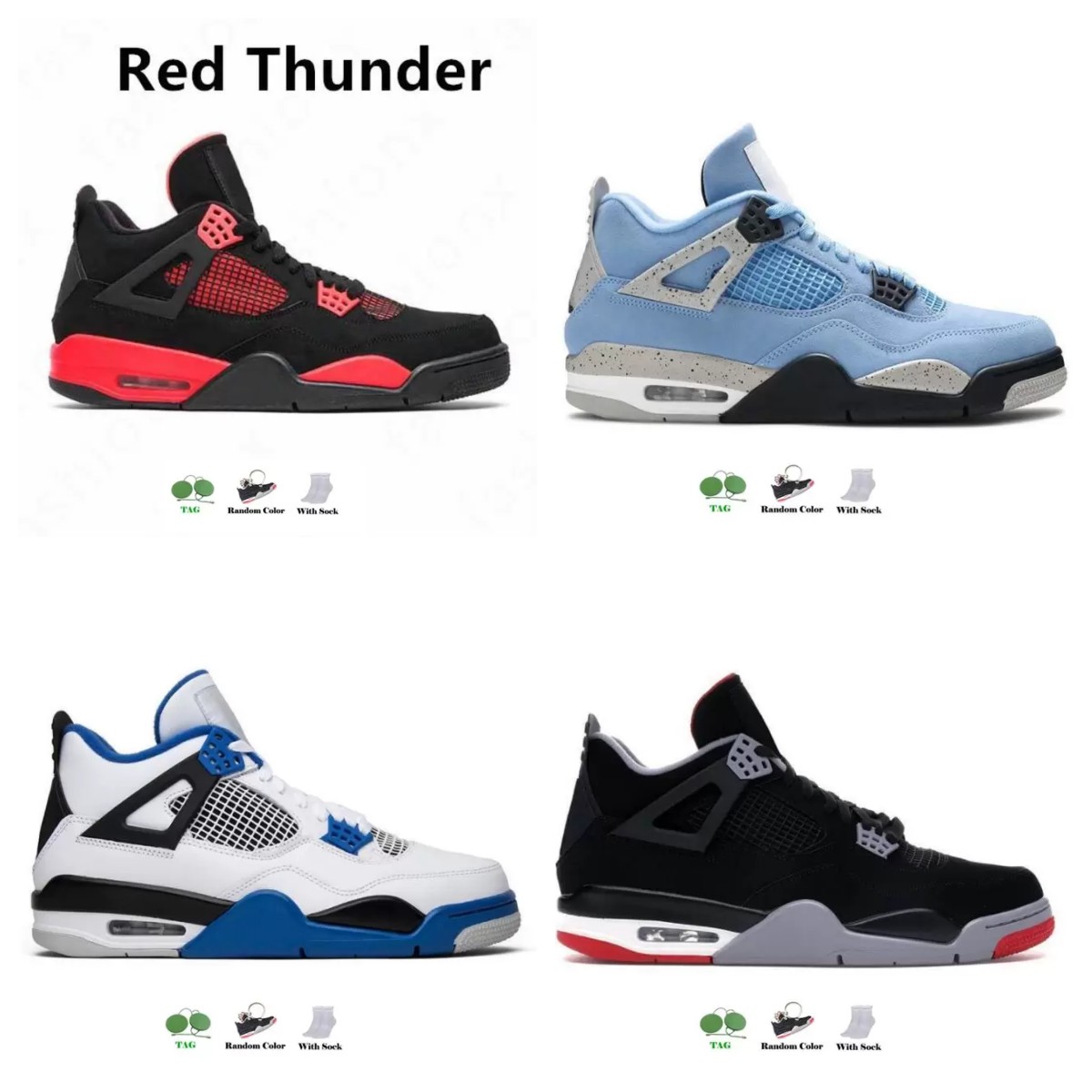 

jump 4s 4 running Basketball shoes white oero Black Cat bred University blue Lightning unionnoir Fire red Pure Money metallic purple green sneakers women, 12