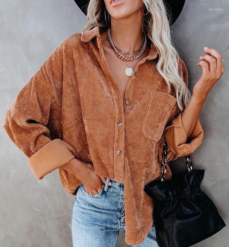 

Women' Jackets 2022 Casual Women' Long Sleeve Coats Fashion Ladies Spring Autumn Loose Corduroy Shirt Coat Button Up Jacket Streetwear, 12