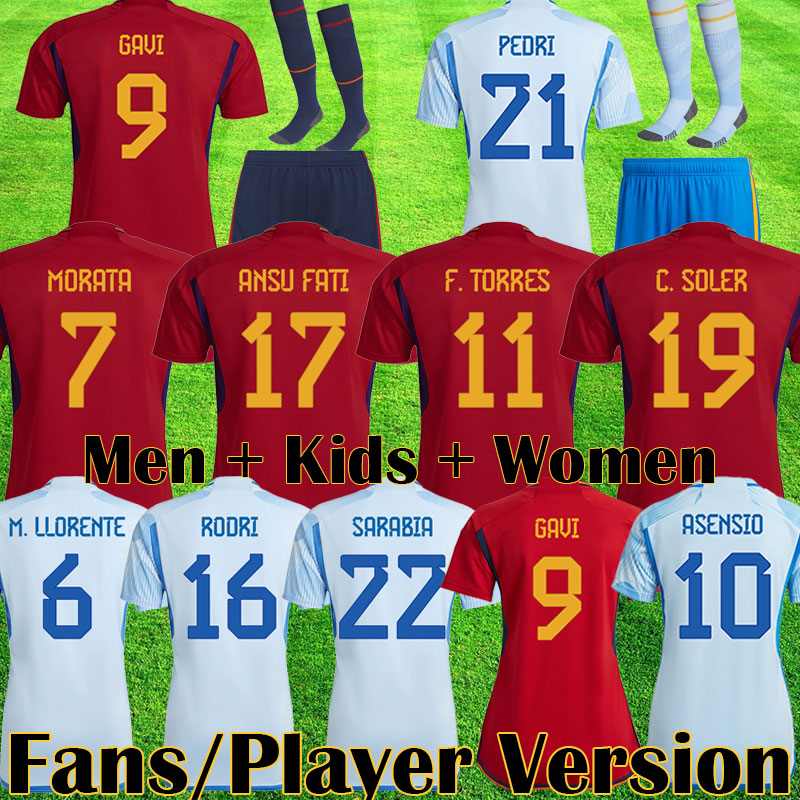 

2022 Spain soccer jerseys Espana ANSU FATI ASENSIO MORATA F. TORRES GAVI 22 23 WORLD RODRI CUP fans Player version football shirts women men, Home