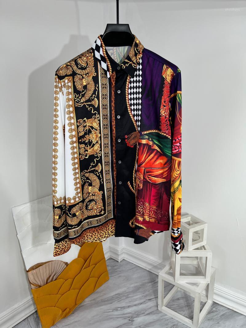 

Men's Casual Shirts Ad0313 Fashion Men's 2022 Runway Luxury European Design Party Style Clothing, Multi