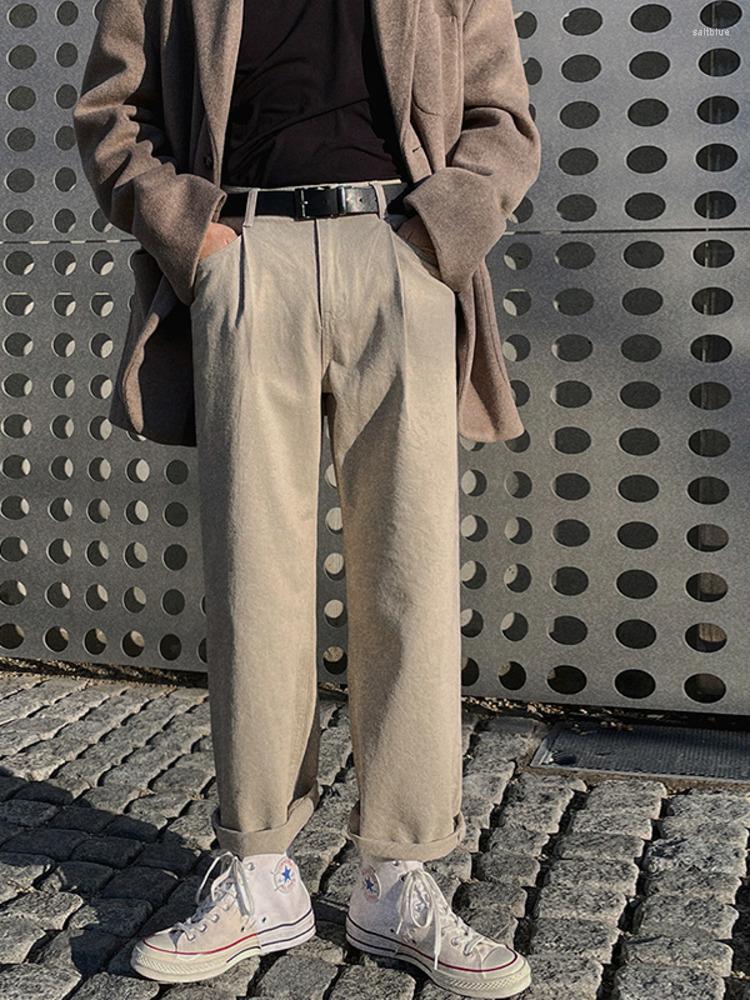

Men's Pants SYUHGFA Men's Wear 2022 Autumn Winter Washed Wide Leg Korean Streetwear Causal Loose Straight Trousers For Male, Khaki