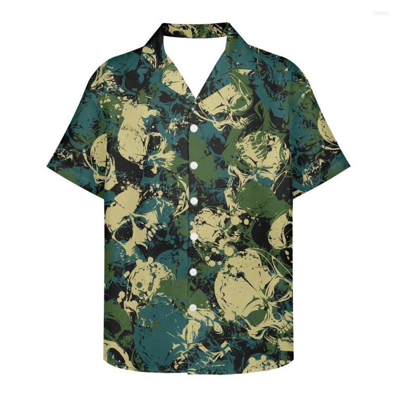 

Men's Casual Shirts Camouflage Skull Skeleton Flower Designer Custom Anime Shirt Green Black High Quality T Mans Clothing Brands, Ysfg00906f16
