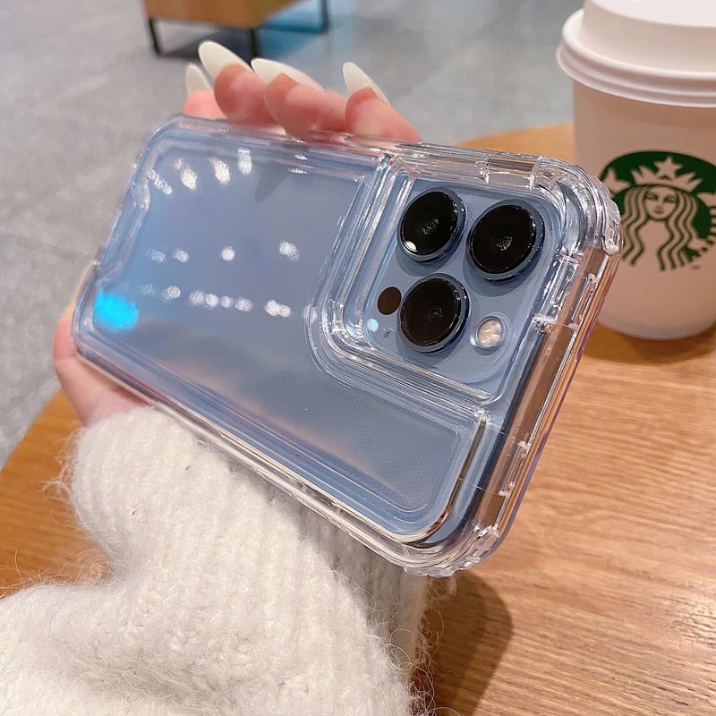 

Hot 3N1 cases Heavy Duty Armor Transparent Shockproof Acrylic Hard Case for iPhone 14 13 Pro Max 12 11 X XR XS 7 8 plus Luxury Clear Soft Cover