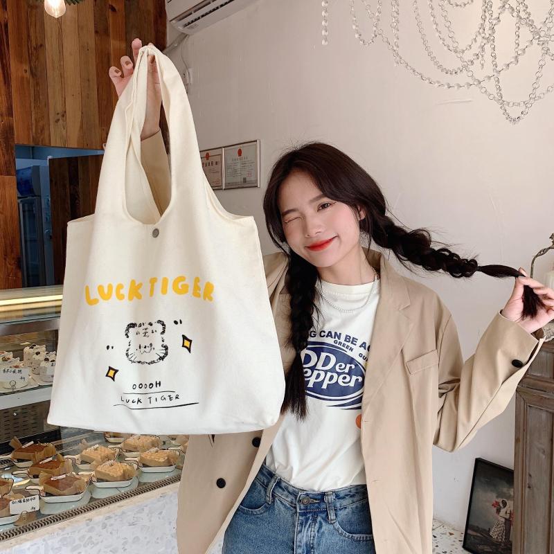

Evening Bags Korean Style Tote For Women Casual Canvas Bag Large-capacity Shopping Girls Book Shoulder Handbags Bolso, Beige