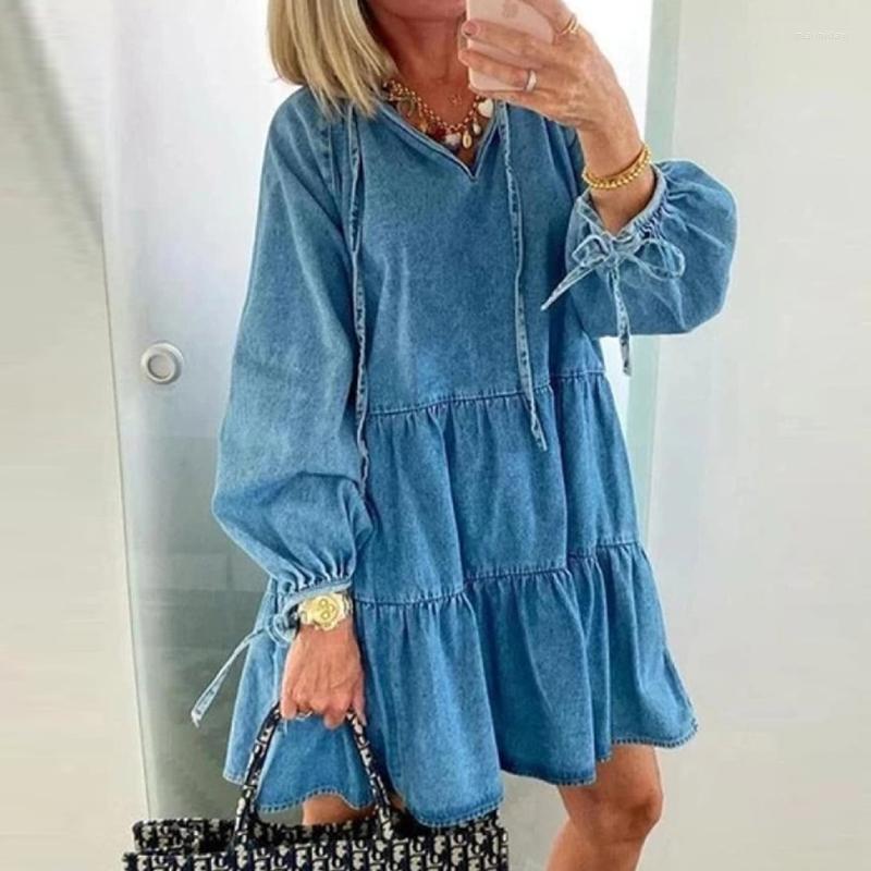 

Casual Dresses White Elegant Ladies A-Line Summer Dress Vestidos Women Oversized Ruffle Loose Mini Lantern Long Sleeve, Khaki