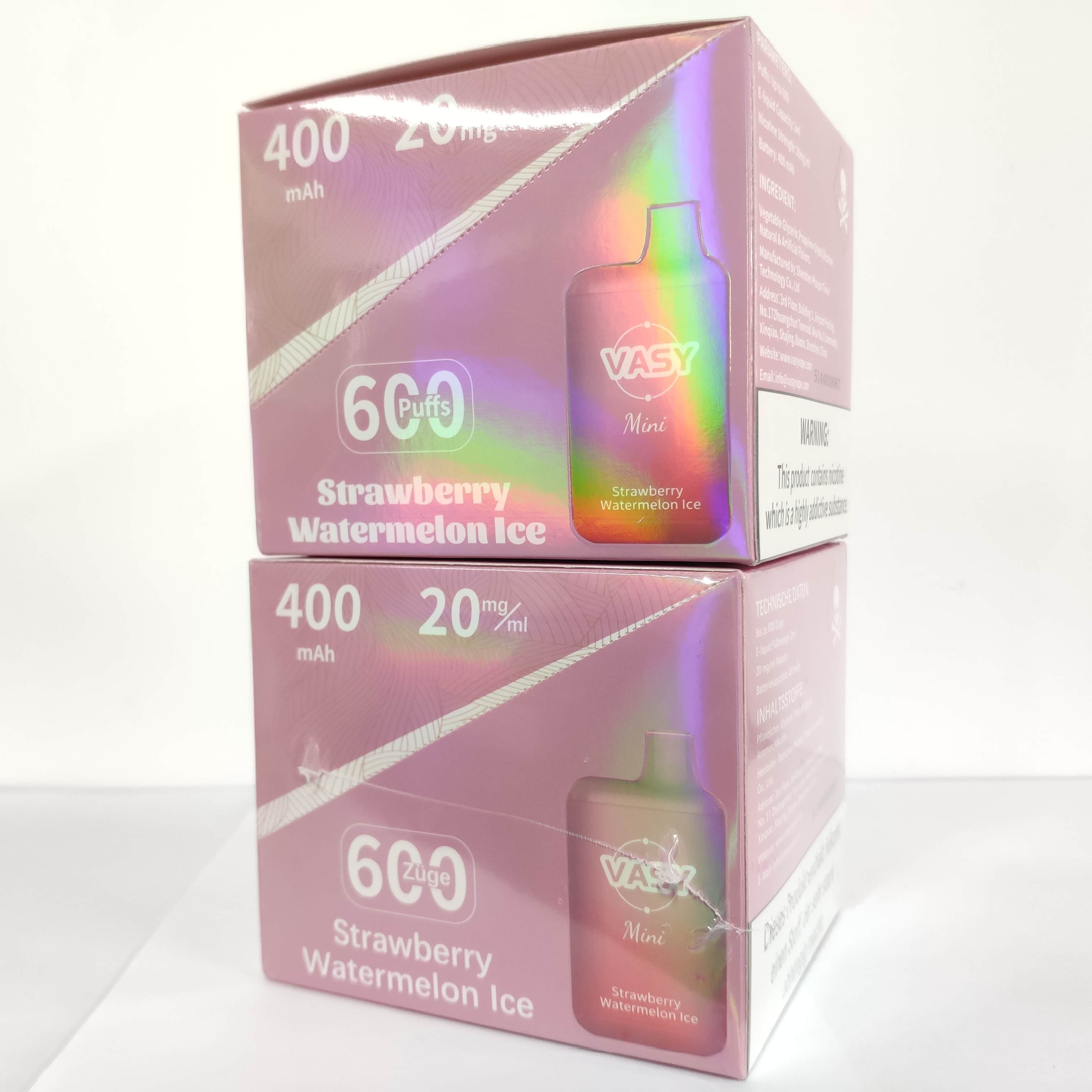

VASY Mini Original Wholesale Electronic Cigarette Disposable Vape 600 puffs Multiple Flavors English/German/Spanish Packaging Available 032