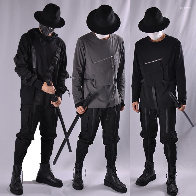 

Men' Pants Men' Male Black Functional Casual Harem Small Feet Loose Pressure Glued Zipper Ninja High Street Beam Overalls