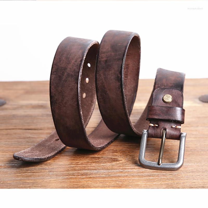 

Belts Super Thick Full Grain Leather Men's Belt Luxury Stainless Steel Buckle Casual Handmade Vintage Fashion Jeans Rugged Work, Black
