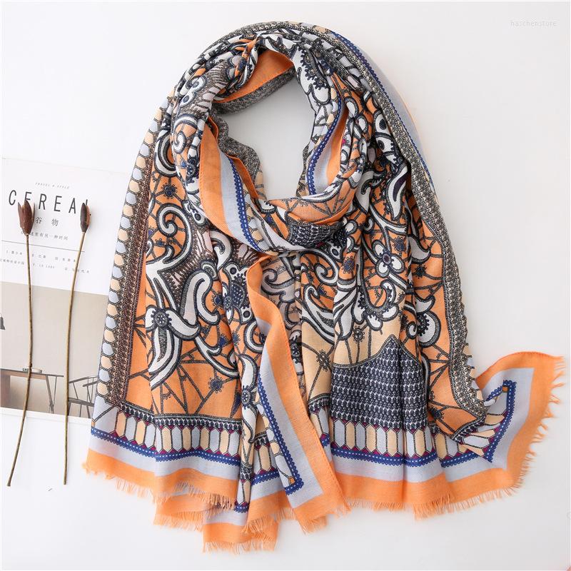 

Scarves 2022 Cotton Vintage Flower Print Fringe Shawls Women Long Floral Pattern Beach Scarf Wrap Hijab