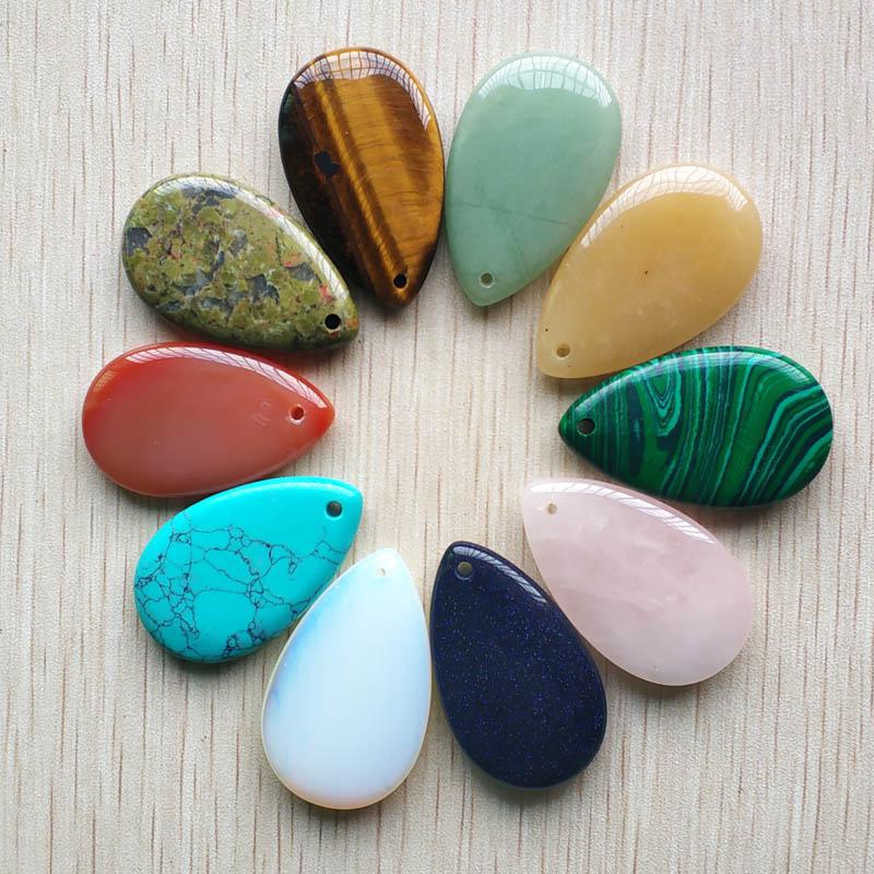 

Pendant Necklaces 2022 Fashion Good Quality Natural Stone Mixed Water Drop Shape Pendants For Jewelry Making 10pcs/lot Wholesale