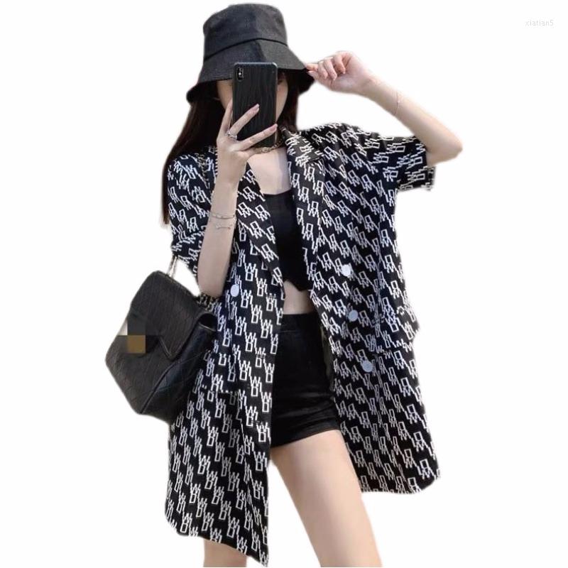 

Women' Suits Blazer Women' Thin Section 2022Summer Korean Style Loose Casual Design Niche Short-Sleeved SuitJacket Club Street  Coat, Black