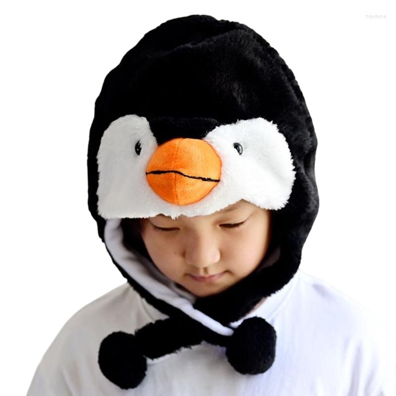 

Berets Penguin Hat Earflap Bomber Plush Trapper Animal Ski 3XUA, Black