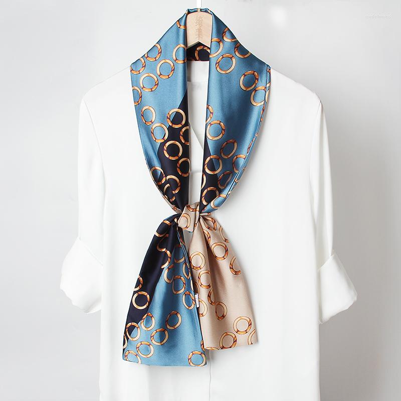 

Scarves Eruo Fashion Imitation Silk Long Scarf For Women 145X15CM Quality Neck Hair Band Neckerchiefs Travel Ladies