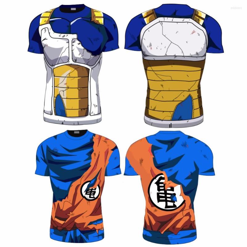

Men's T Shirts Men Long Sleeve Anime Camiseta Harajuku Tshirt Vegeta Goku 3D Printed Short Shirt Compression Fitness Tops, Orange