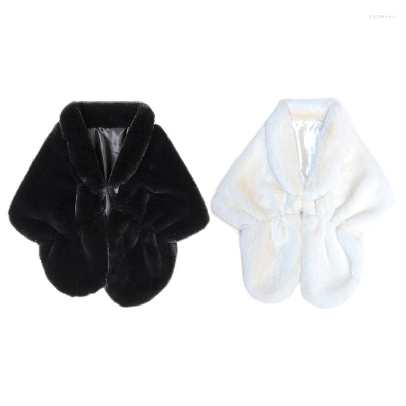 

Belts Faux Fur Collar Shawl Plush Cloak Warm Wraps Winter Bridal Scarf, Black