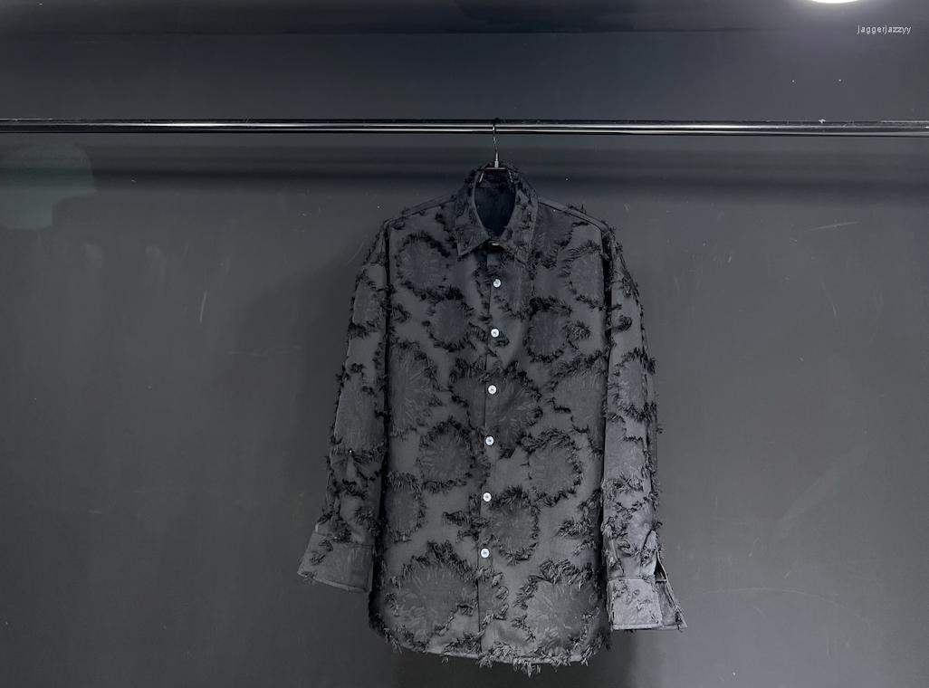 

Men's Casual Shirts Cs214 Fashion Men's 2022 Runway Luxury European Design Party Style Clothing, Black