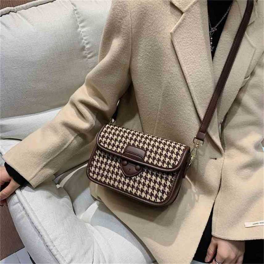 

Bags Bag new plaid bag British style diagonal cross women's Woolen Plaid sling one shoulder Purse, Thousand birds black