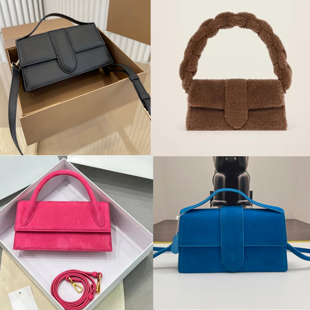 

velvet fluffy alligator totes bags bambidou long women purse designer geninue pink brown le suede leather bag bambino messenger jacquemu, 19 about 28cm