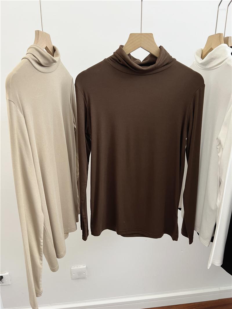 

Women's T Shirts Women's Long Sleeve Turtleneck Jersey Bottoming Shirt 2022 Autumn Winter Pure High Stretch Slim Fit Basic Tee Tops, Black