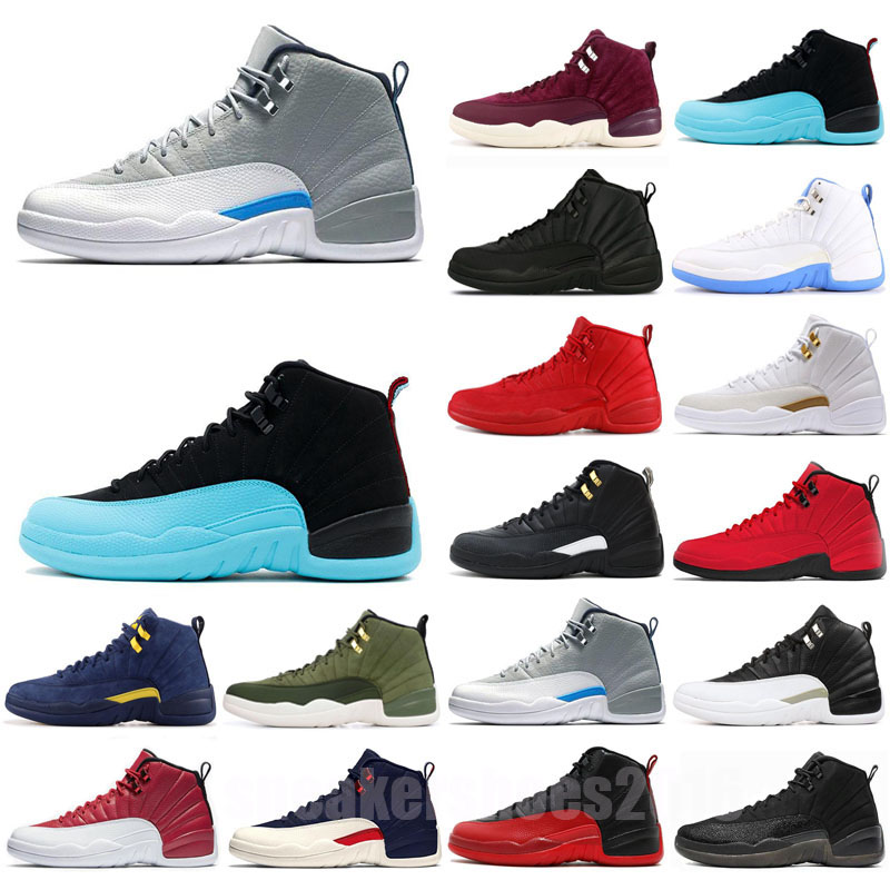 

2022 Basket Ball Shoes Men Trainers Sports Sneakers Dark Concord University Gold Stone Blue Bulls Mens 12 12S Flu Game Jump 23, Color 13