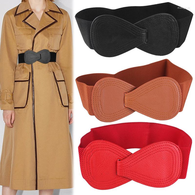 

Belts Bow Waistband Bowknot Leather Corset Belt Waist Elastic Wide Hook Red Black White Waistbelts Waistbands