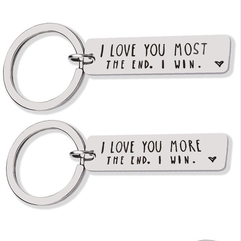 

Key Rings Valentines Day Key Rings I Love You More The End Letter Keychain Stainless Steel Keyring For Men Women Drop Delivery Jewelr Dhl8E