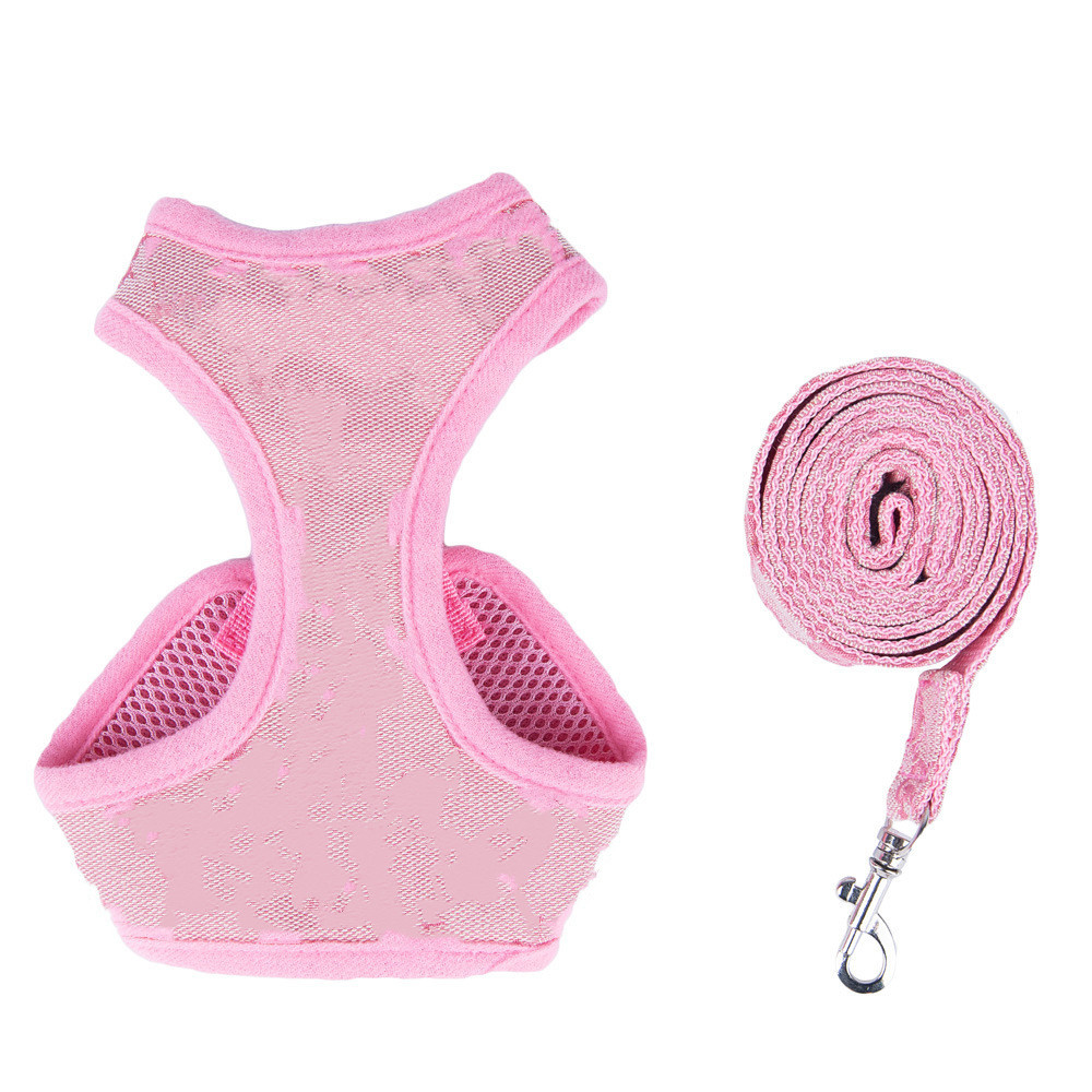 

Designer Dog Harness and Leashes Pet Pattern Pets Collars Leash Adjustable Mesh Pet Harnesses for Puppy PS1407