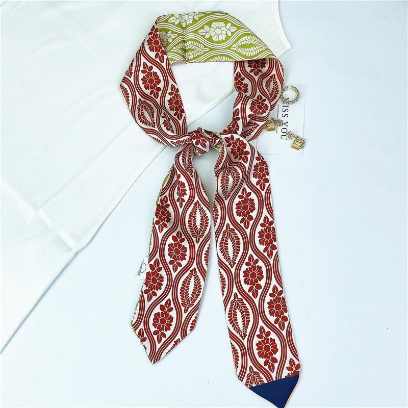 

Scarves Female Silk Neck Scarf Luxury Hair Tie Foulards Head Band Shawls And Wraps Neckerchief Bandanas Bow Ties