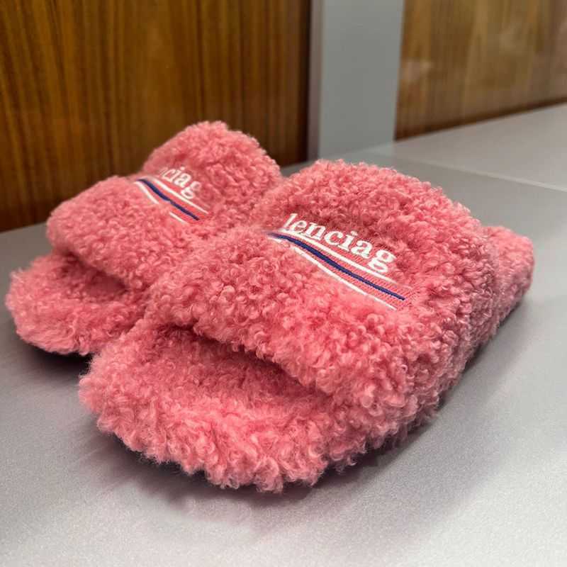 

Slide Balencigais Balenciga New Slippers Wearing Embroidery Designer Furry Family Lamb the Wool Letter for Women Slip on in Autumn and Winter 2022 ZTRY winter slide, Black paris wool mop