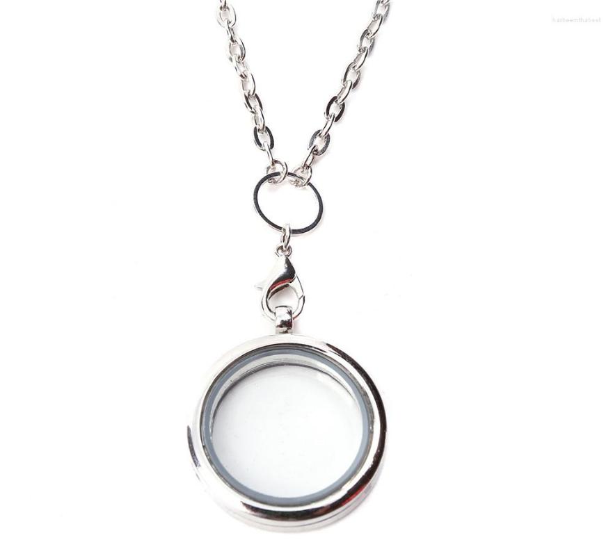 

Pendant Necklaces 10PCS Living Memory Locket Po Floating Lockets Round Glass And 27.5"