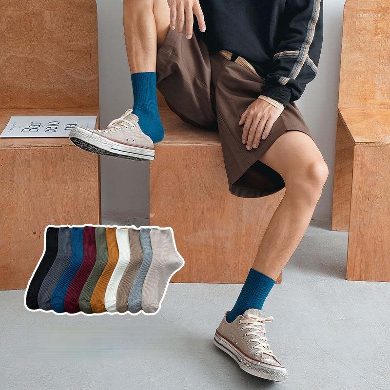 

Men's Socks Spring Men's Solid Color Vertical Pattern Korean Casual Comfort, 10